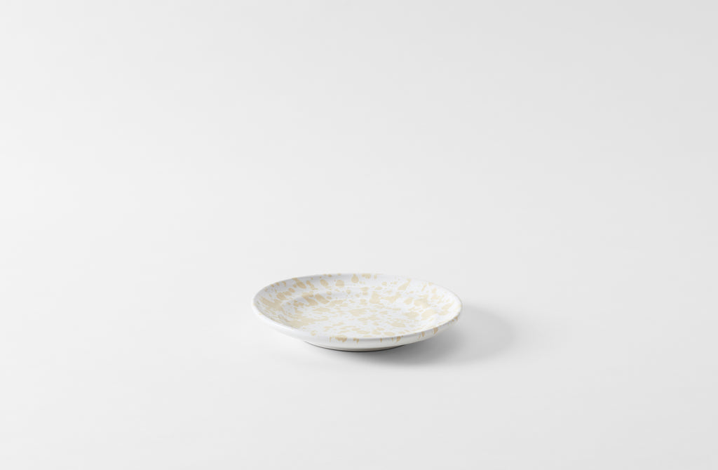 Cream on White Splatterware Salad Plate