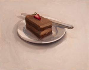 Carrie Mae Smith chocolate cake with knife.