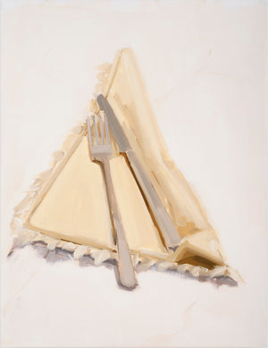 Carrie Mae Smith fork and knife on yellow napkin.