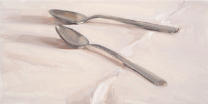Carrie Mae Smith two spoons on linen.