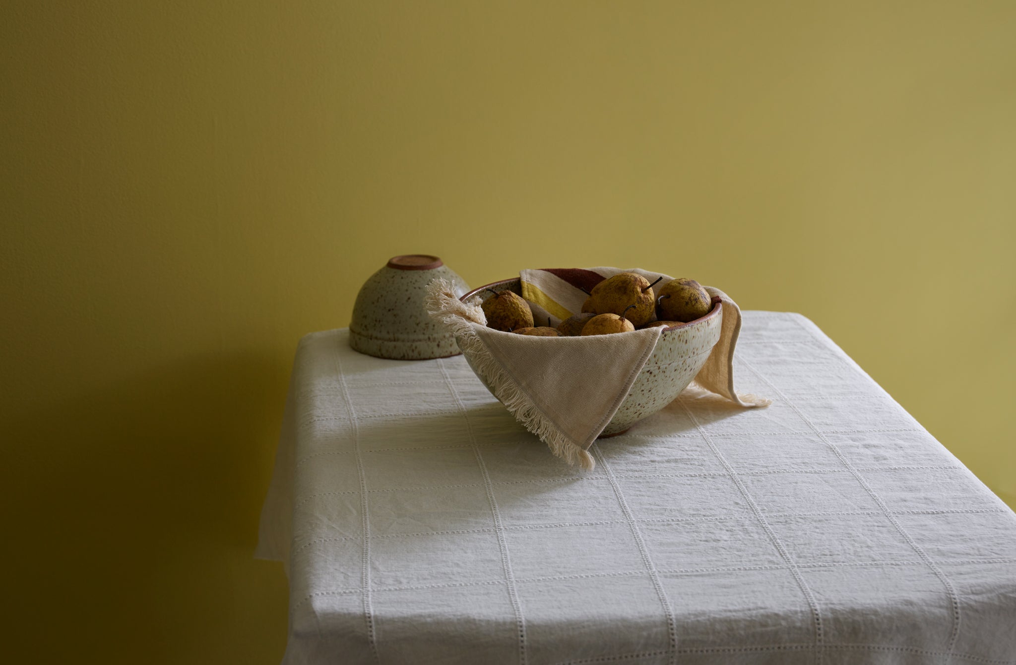 Ivory Linen Windowpane Tablecloth