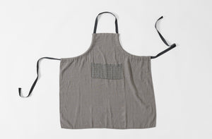 MARCH Once Milano charcoal gingham apron.