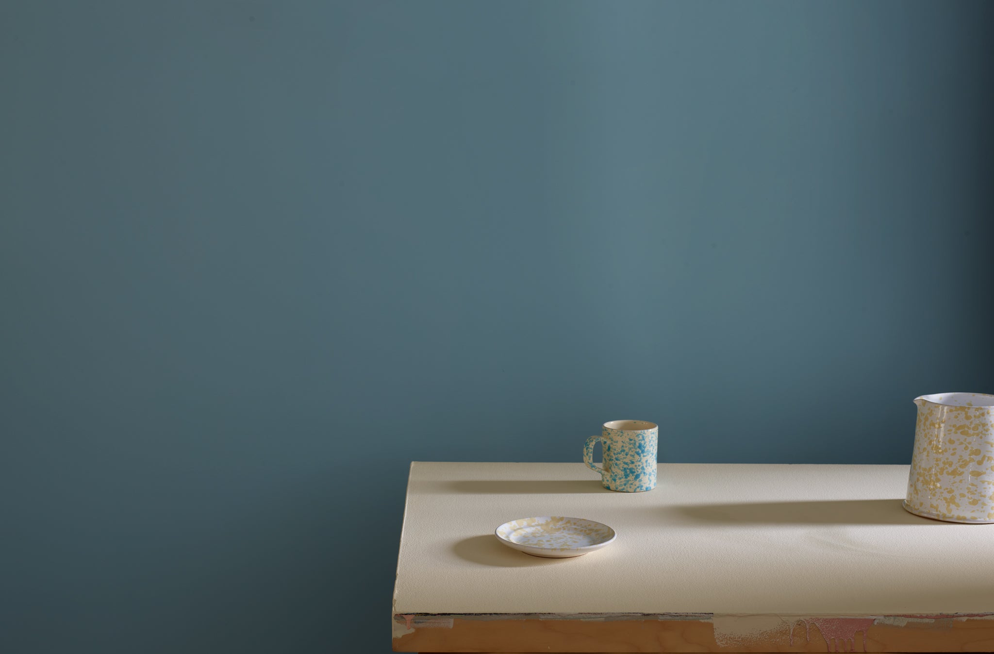 Cream on White Splatterware Salad Plate