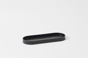 Large black oval leather tray