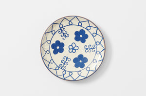 Blue folk dinner plate
