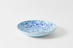 Seventeen inch blue on blue splatterware serving platter.