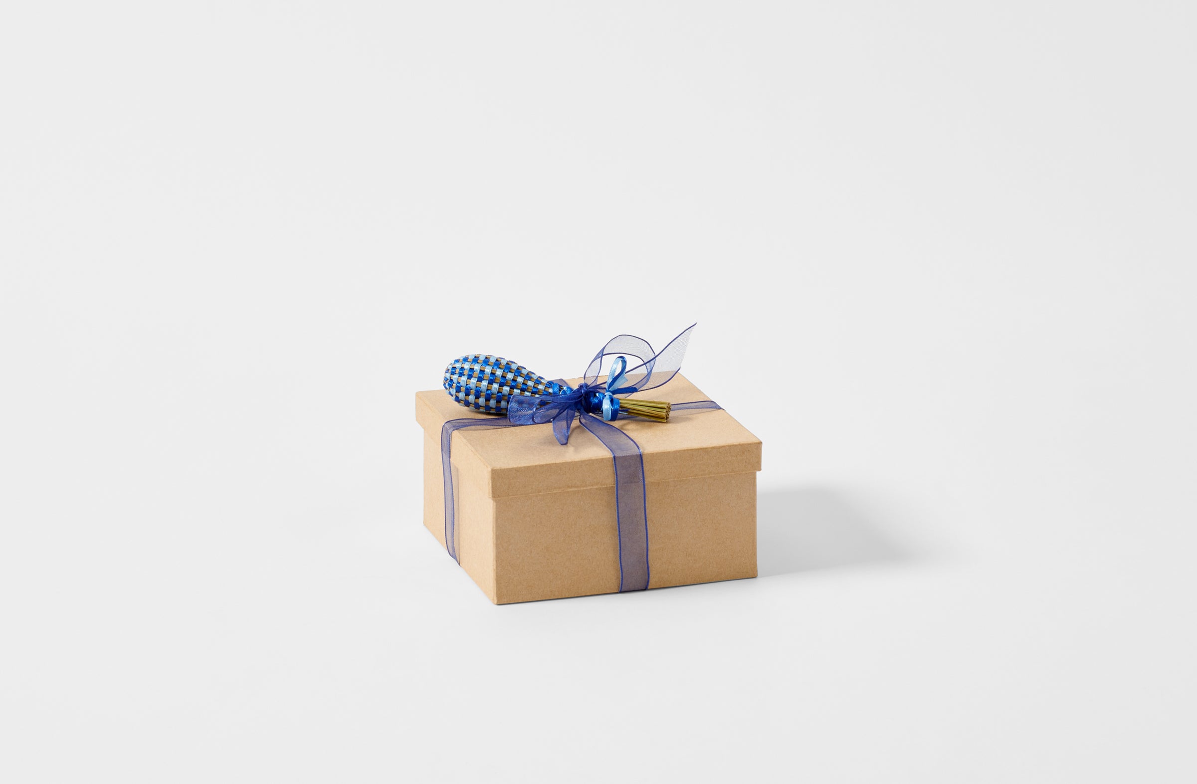 Petite lavender wand in bright blue shown as gift
