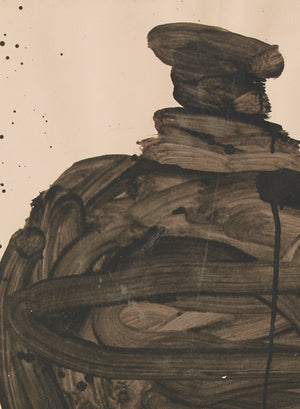 Gary Komarin black vessel on cream enamel on paper painting detail