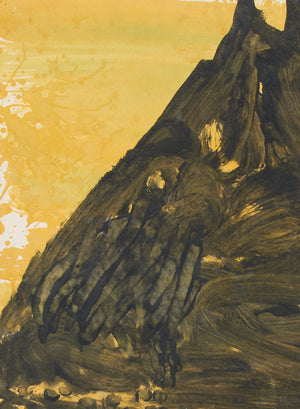 Gary Komarin black vessel on ochre enamel on paper painting detail