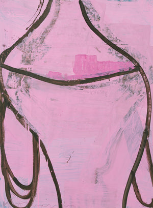 Gary komarin black on pink vessel paper on enamel painting