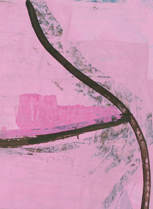 gary komarin black on pink vessel paper on enamel painting detail