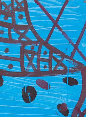 Gary komarin black plum and cobalt vessel enamel on paper painting detail