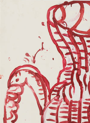 Gary komarin burgundy vessel on ivory enamel on paper painting detail