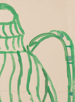 Gary komarin green on cream vessel enamel on paper painting