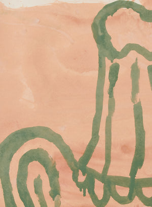 Gary komarin green on terracotta enamel on paper painting detail