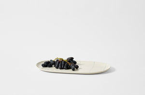 Kelly Wearstler white grid oval platter with grapes