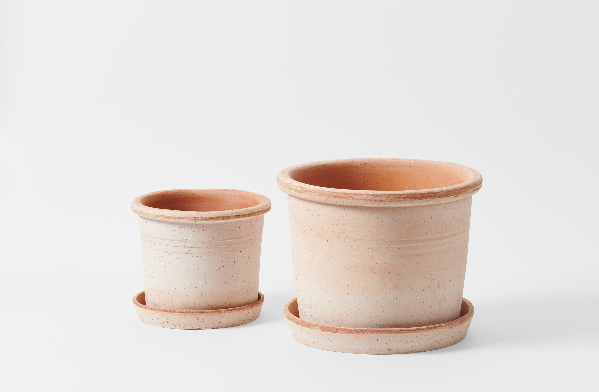 Small Terracotta Cylinder Pot and Saucer