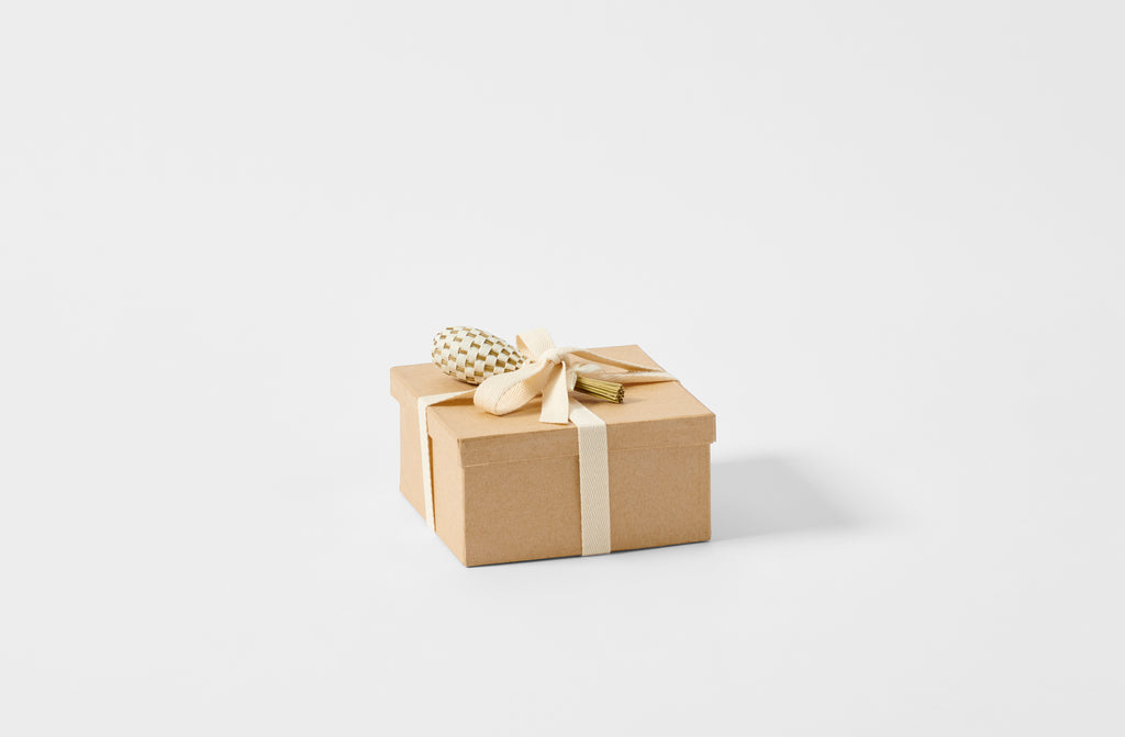 Petite lavender wand in linen on gift box