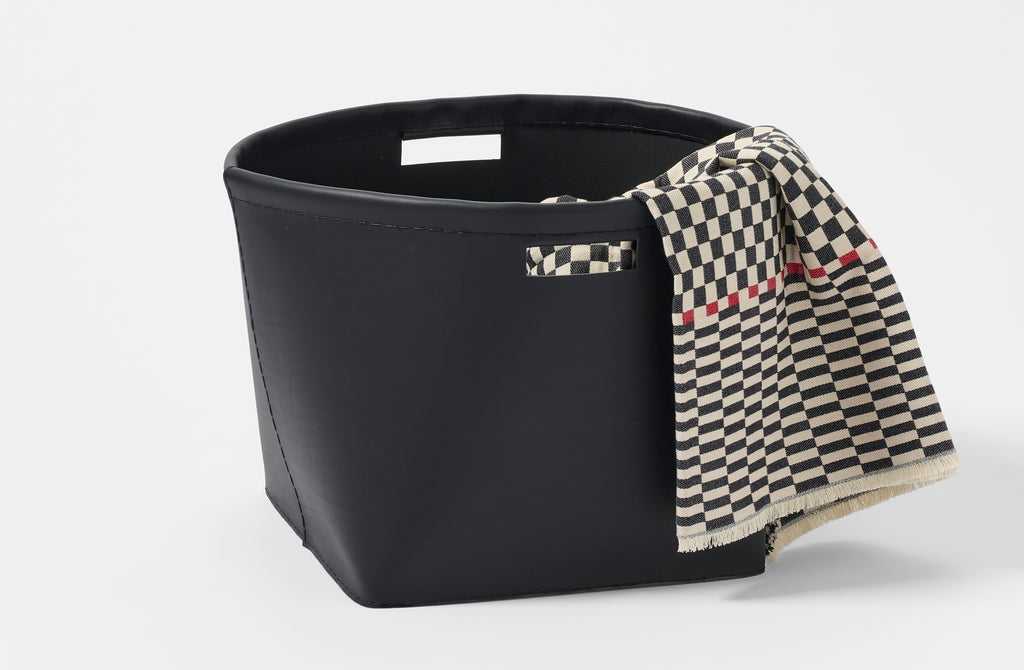 Michaël Verheyden Black Leather Curved Edge Storage Basket