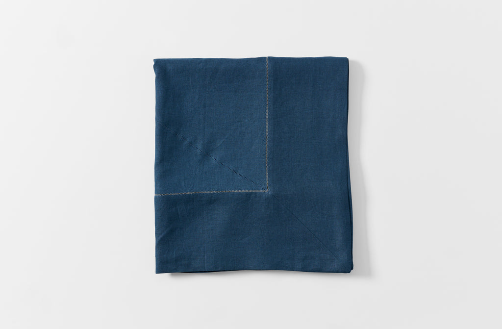 Peter Speliopoulos blue linen tablecloth