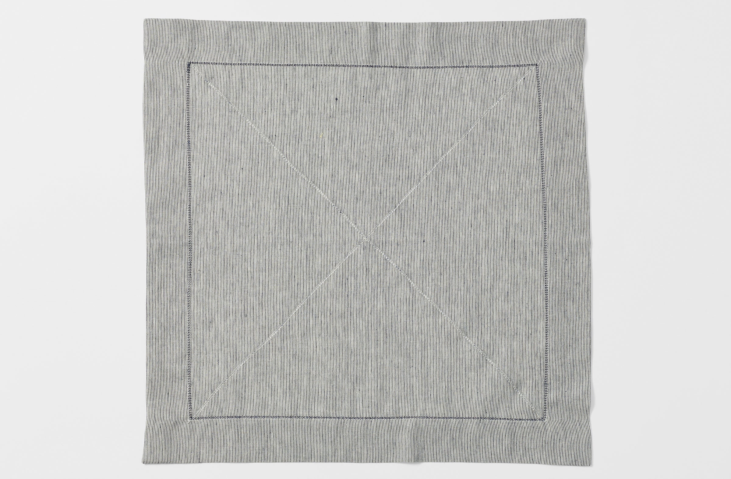 Peter Speliopoulos navy ticking stripe linen napkin open