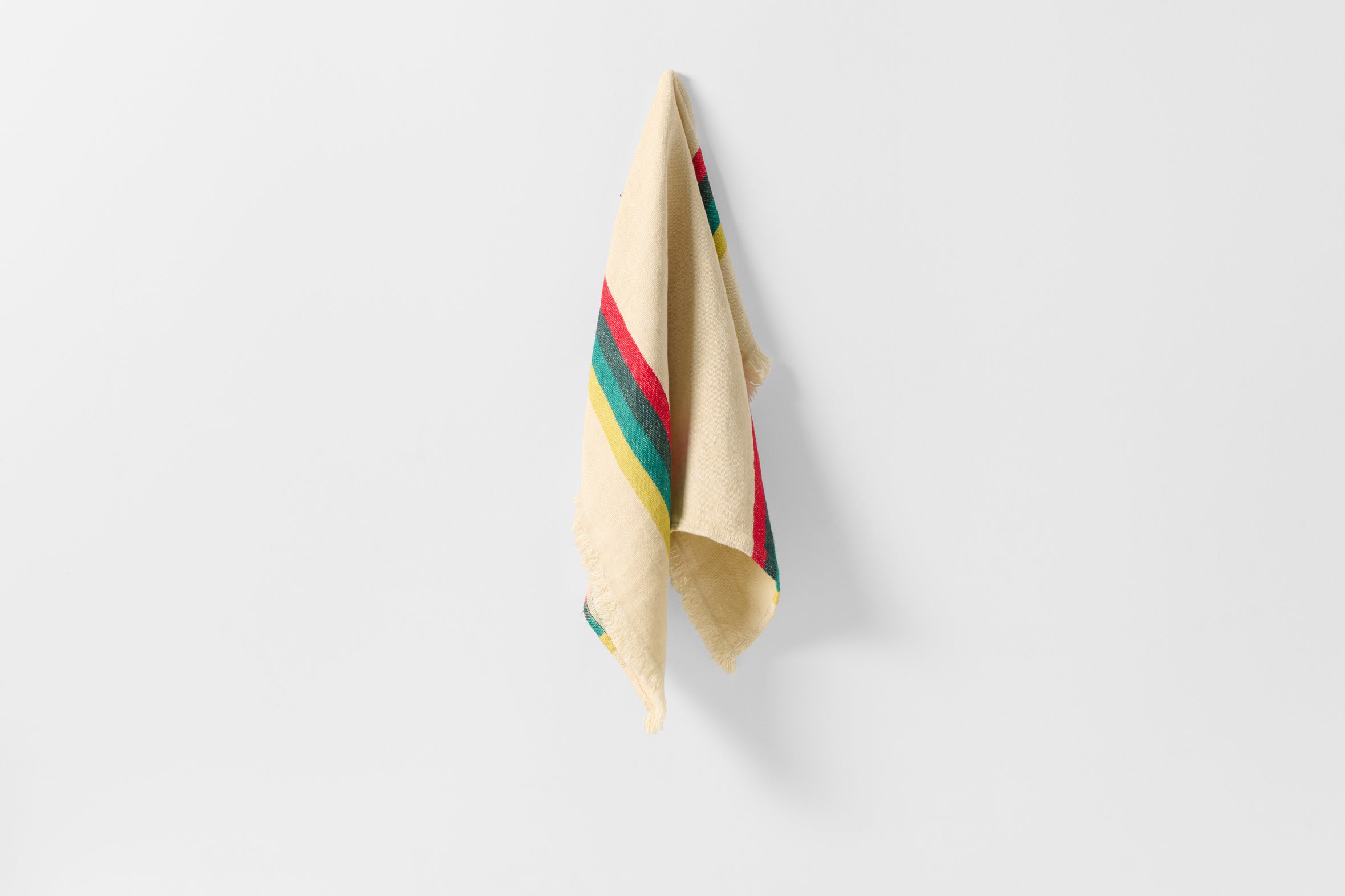 Hanging summer stripe kitchen towel.