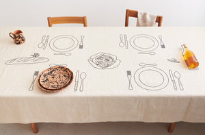 Imaginary Dinner Embroidered Tablecloth