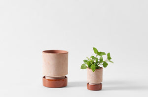 Small Terracotta Cylinder Pot and Rust Saucer