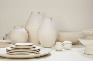 Christiane Perrochon White Beige Large Centerpiece Vase