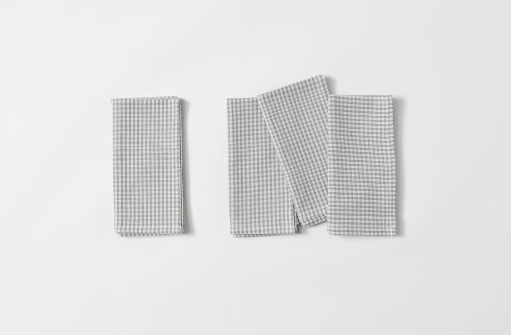 Grey and White Gingham Napkin