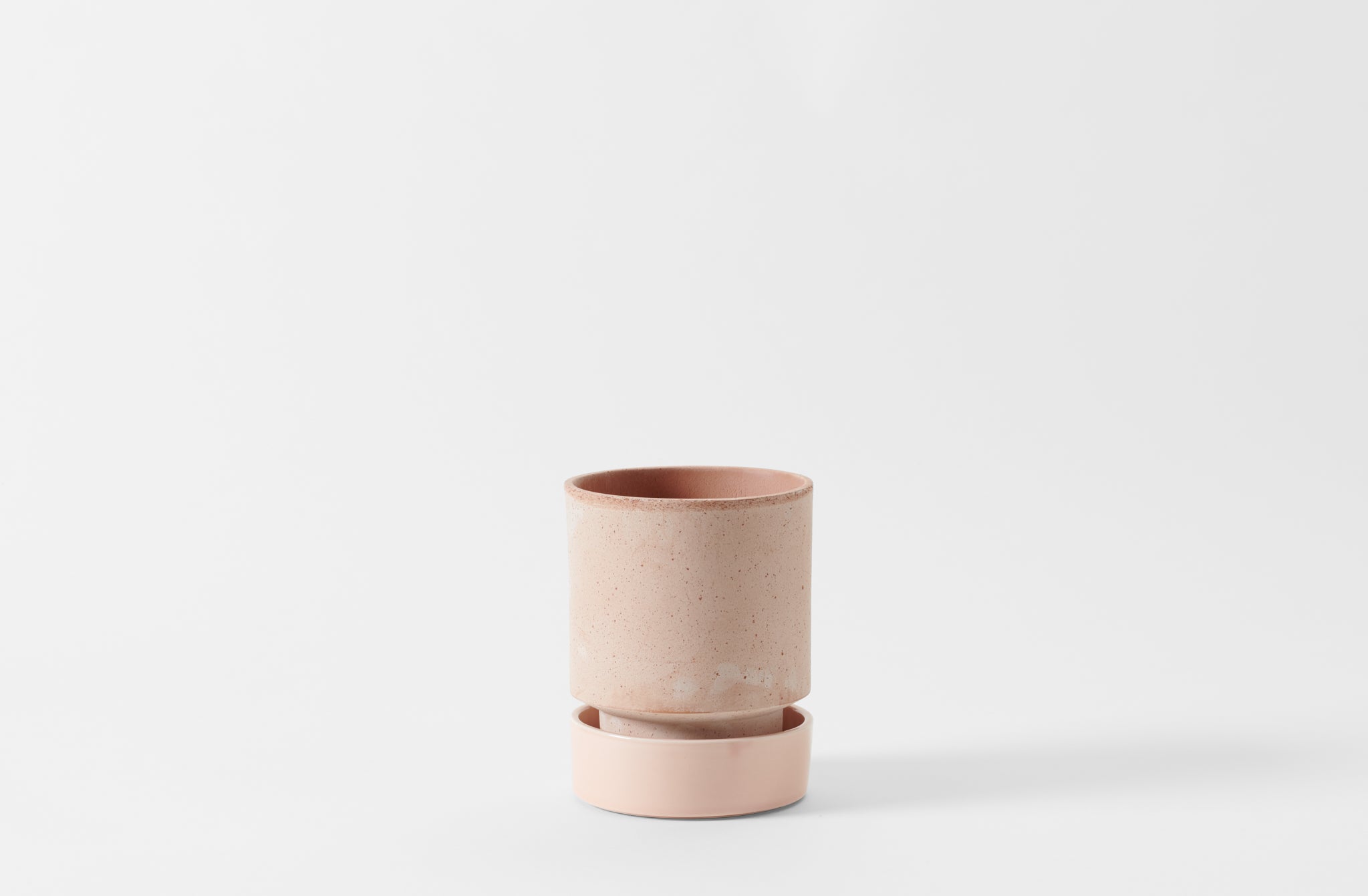 Small Terracotta Cylinder Pot and Saucer