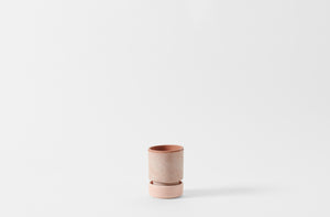 Small Terracotta Cylinder Pot and Rose Saucer