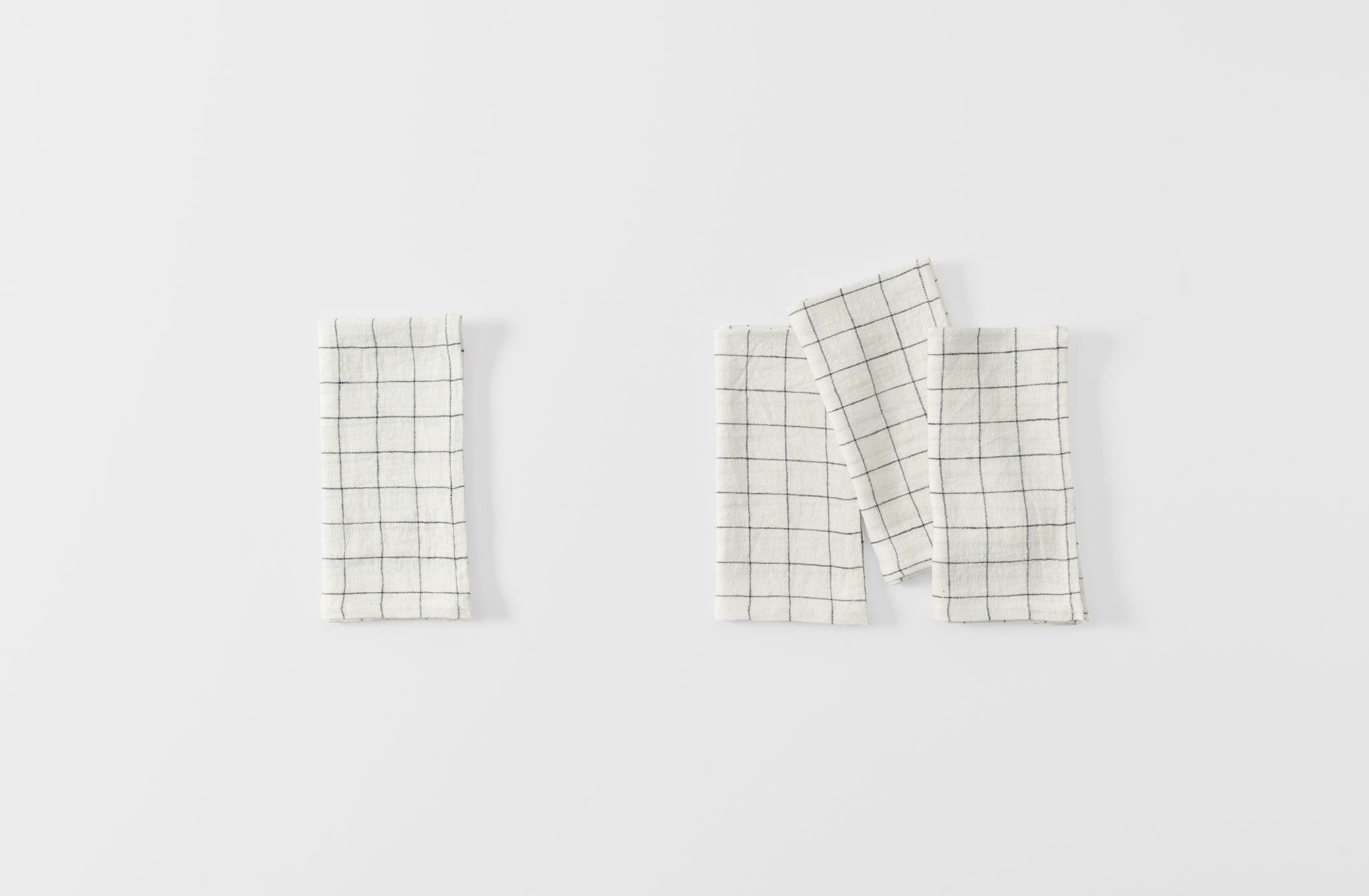 Stone Washed Linen Navy Windowpane Napkin