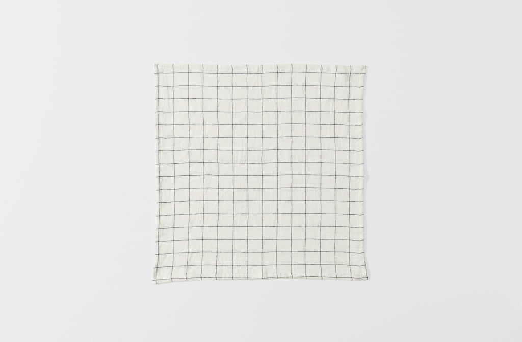 Stone Washed Linen Navy Windowpane Napkin