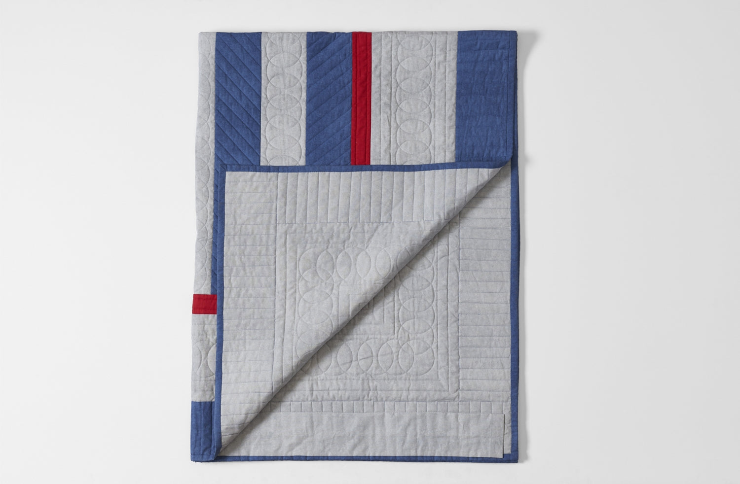 MARCH Blue and Light Grey Stripe Quilt