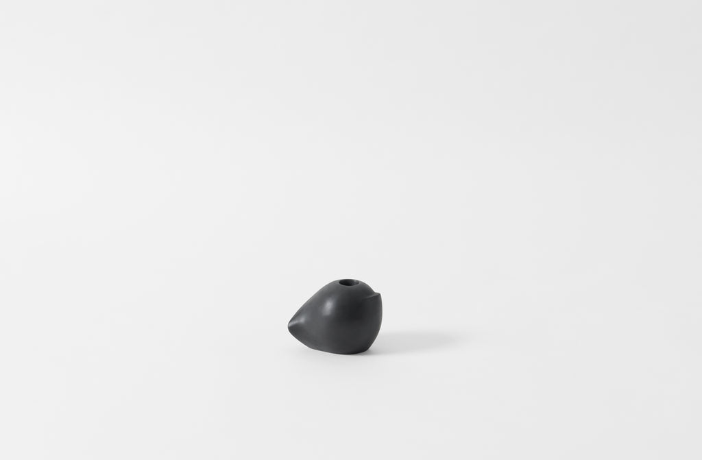 carol leskanic black gesso short sculptural candlestick