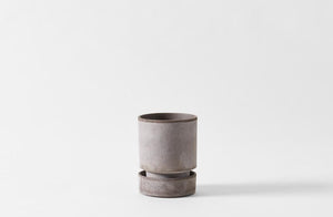 Large Grey Cylinder Pot and Saucer