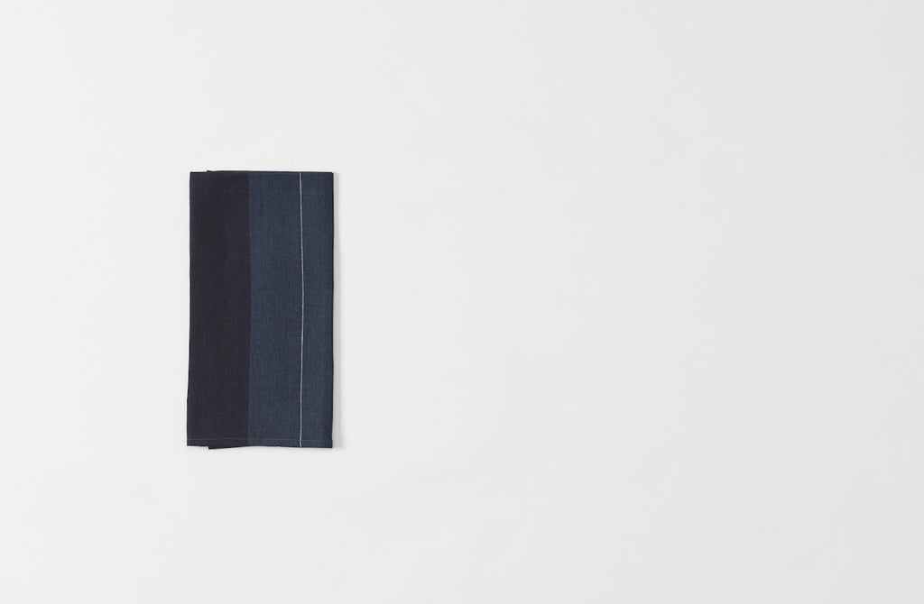 Graphite with Black Stripe Linen Napkin