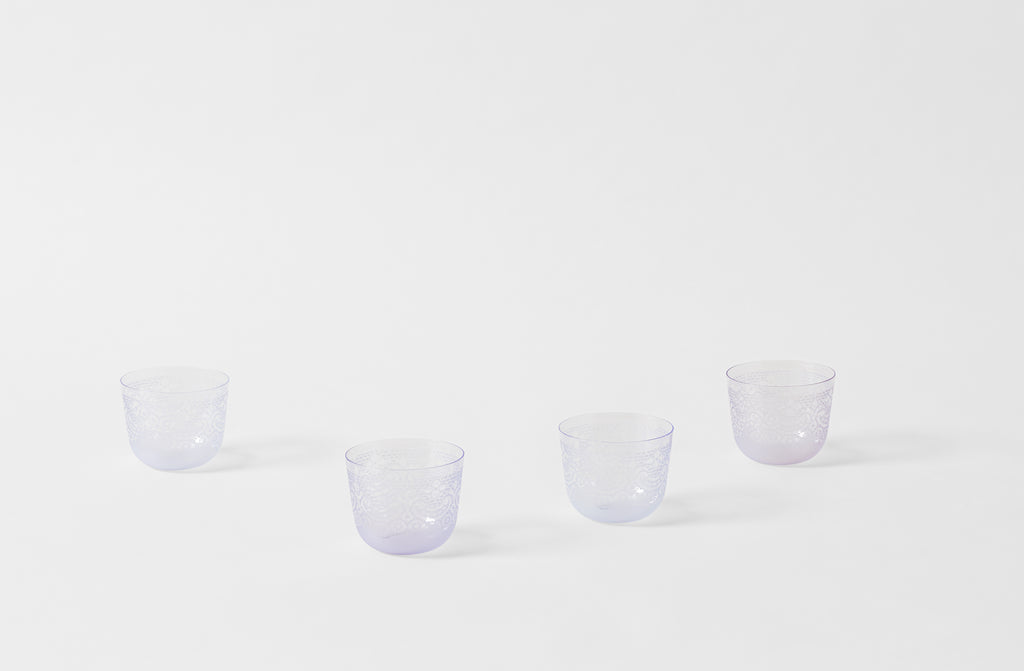 four lobmeyr viennese lace engraved violet alpha tumblers