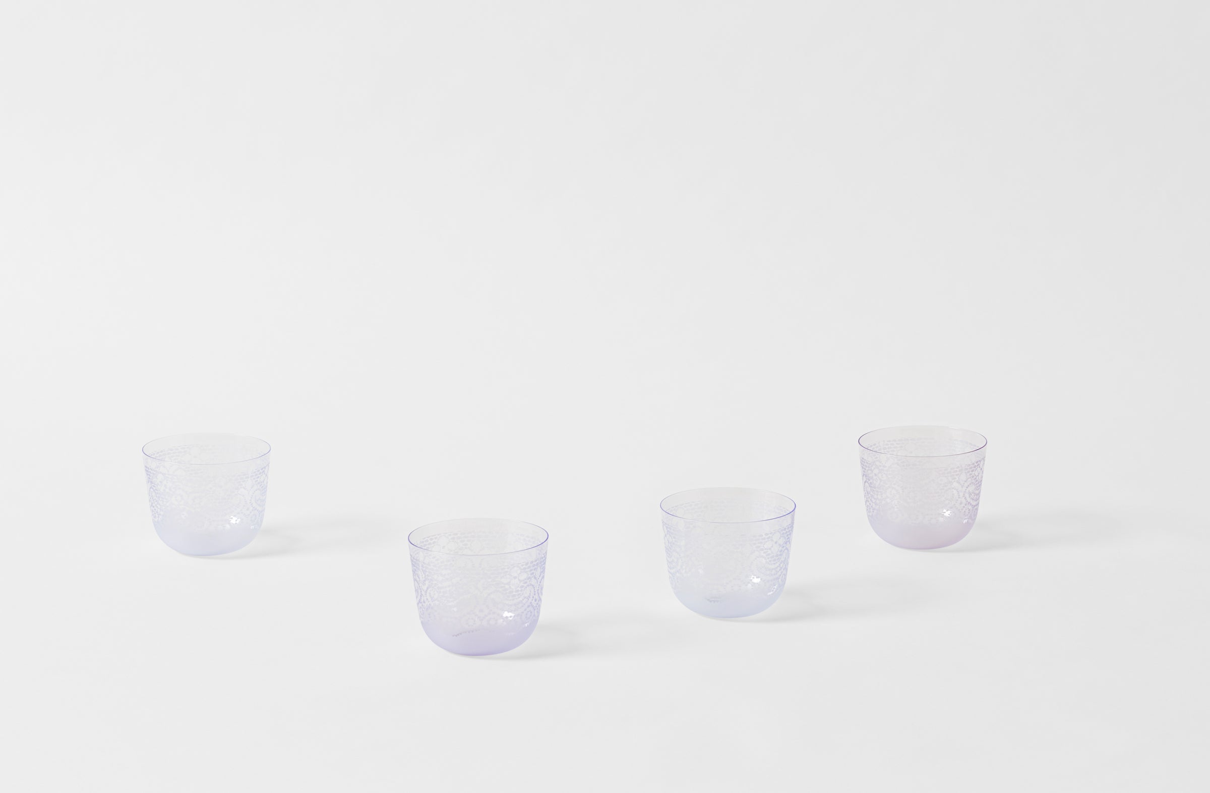 four lobmeyr viennese lace engraved violet alpha tumblers