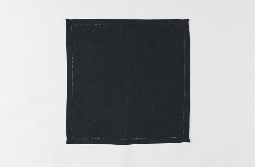 MARCH Black Irish Linen Hemstitch Napkin