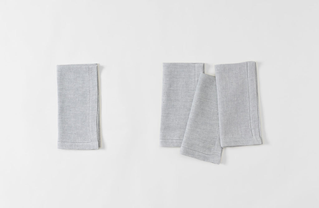MARCH Silver Irish Linen Hemstitch Napkin