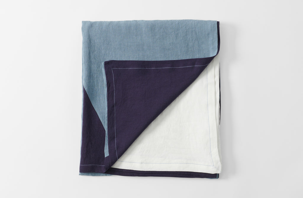 Blue Patchwork Linen Tablecloth