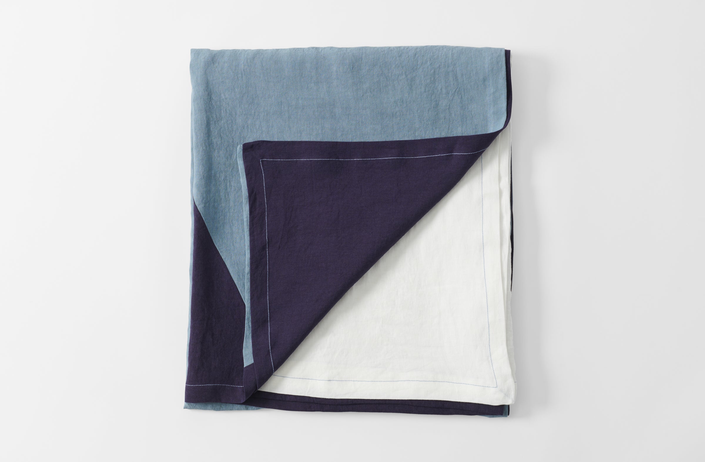 Blue Patchwork Linen Tablecloth