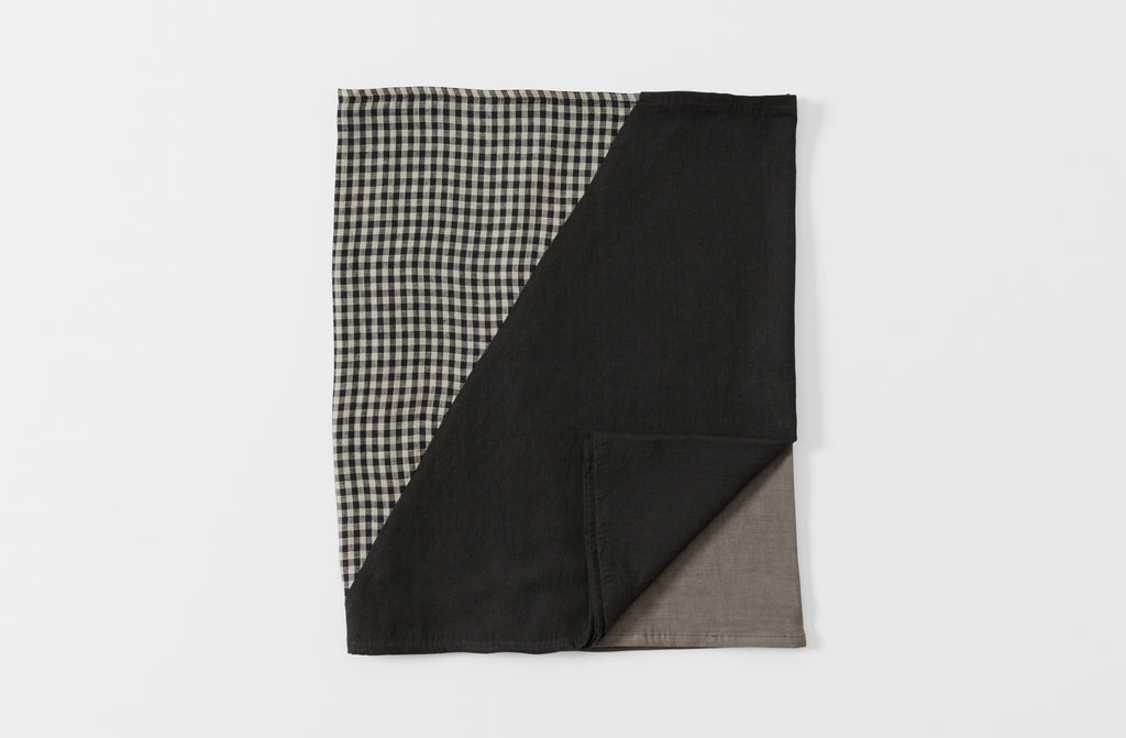 patchwork charcoal runner with flap open