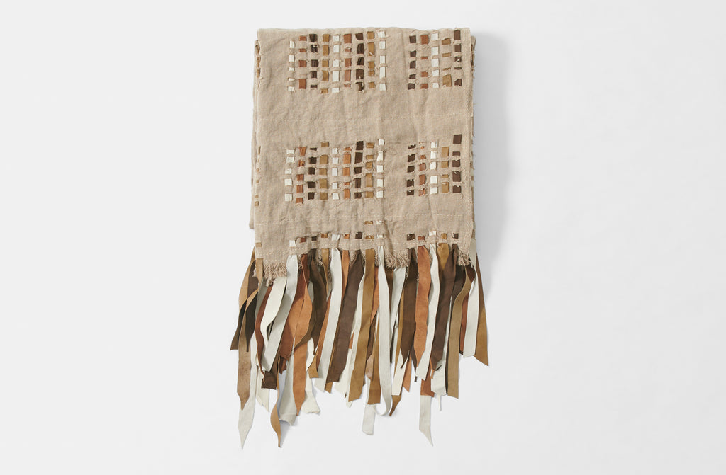 Peter Speliopoulos Linen and Suede Woven Throw