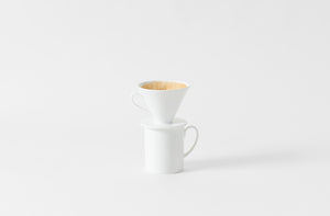 porcelain white coffee filter with cup and craft filter