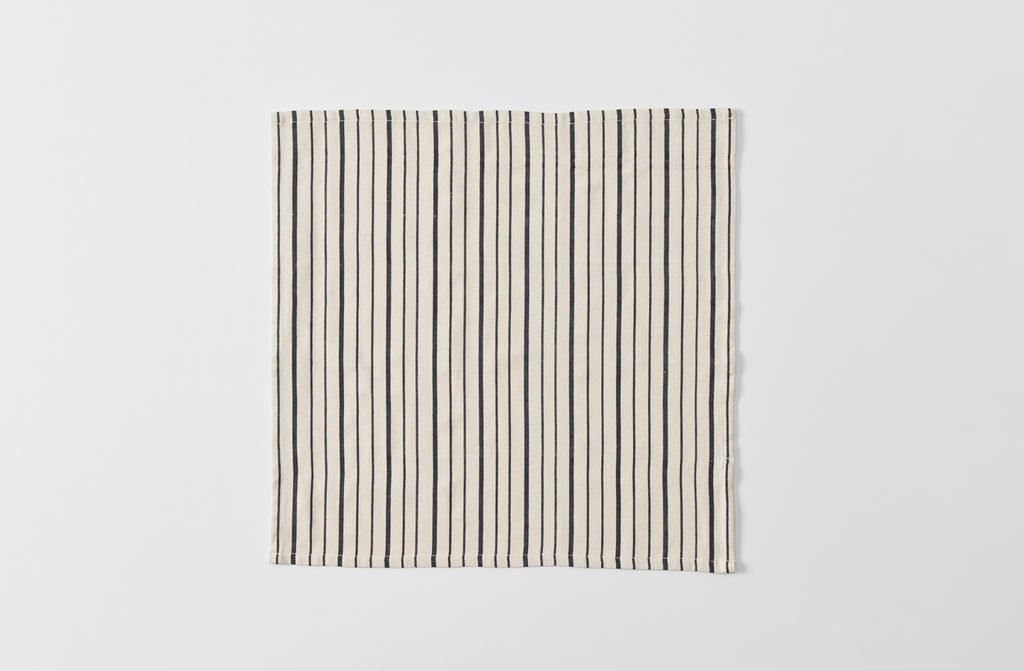 Black and Ecru Variegated Stripe Cotton Napkin