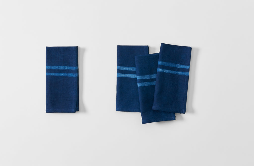 Indigo Double Stripe Tie Dye Napkin