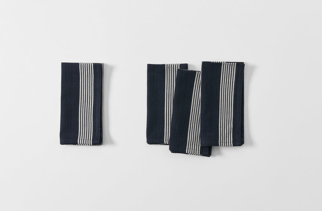 Off-White and Black Stripe Cotton Napkin